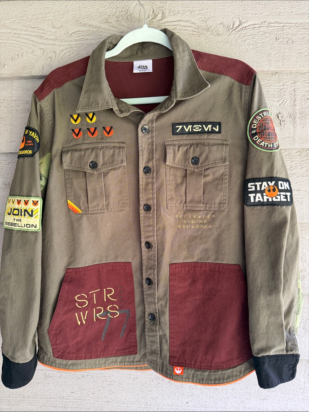 Star Wars Olive & Burgundy Squadron Patch Utility Shacket